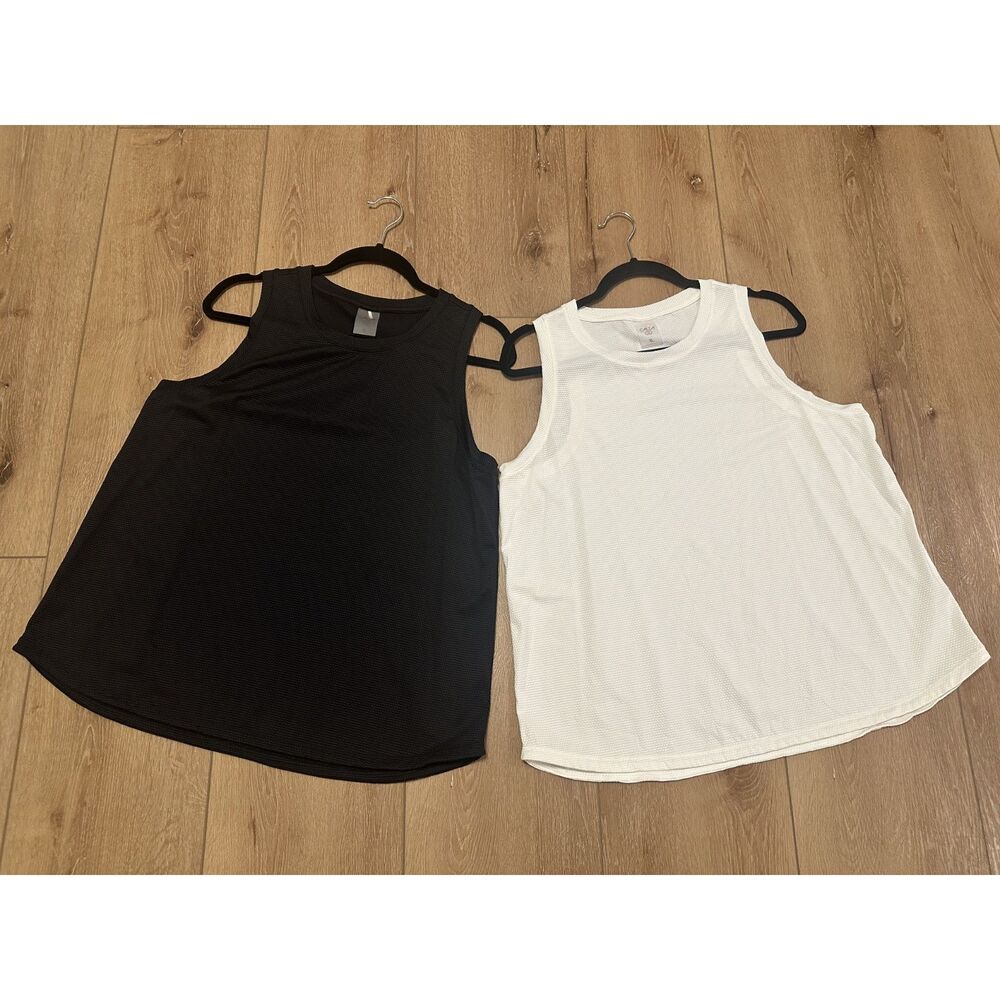 Calia Renew Tank Tops Lot of 2 XL Women's Activewear Shirt Black & White EUC!